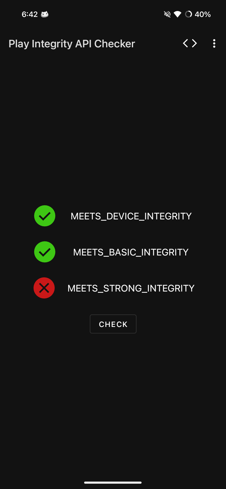 basic and device integrity (other app)